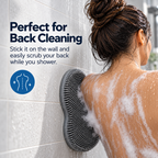 Body Scrub Pad stuck on a shower wall for back cleaning