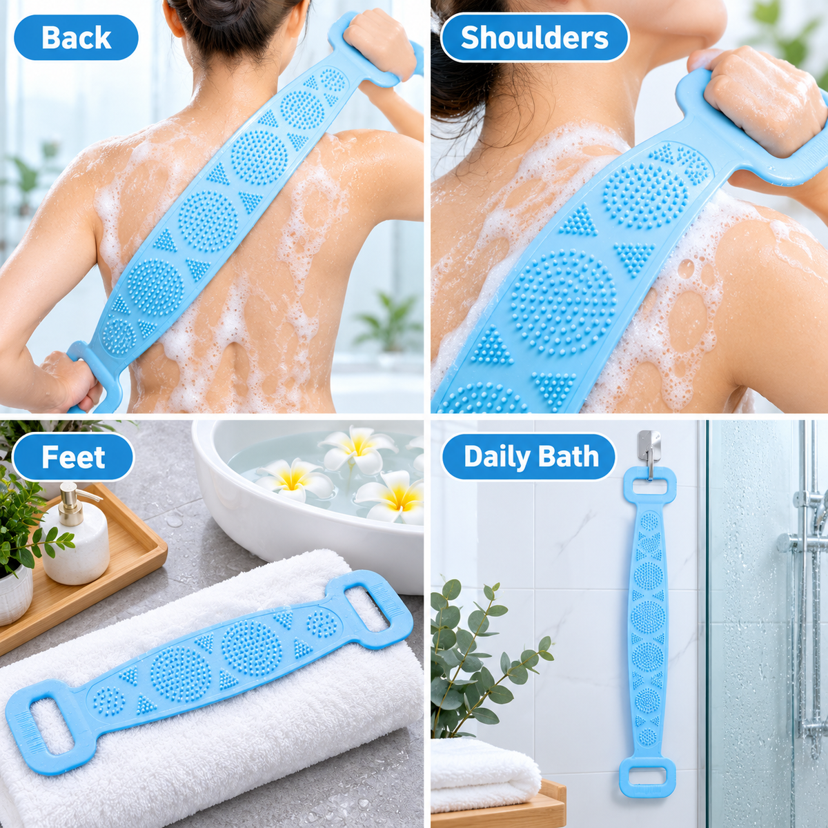 Silicone Back Scrubber Belt – Effective Dual-Handle Exfoliation