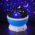 Close-up of the glowing moon-and-star projector