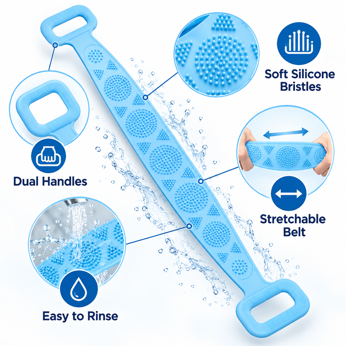 Silicone Back Scrubber Belt – Effective Dual-Handle Exfoliation