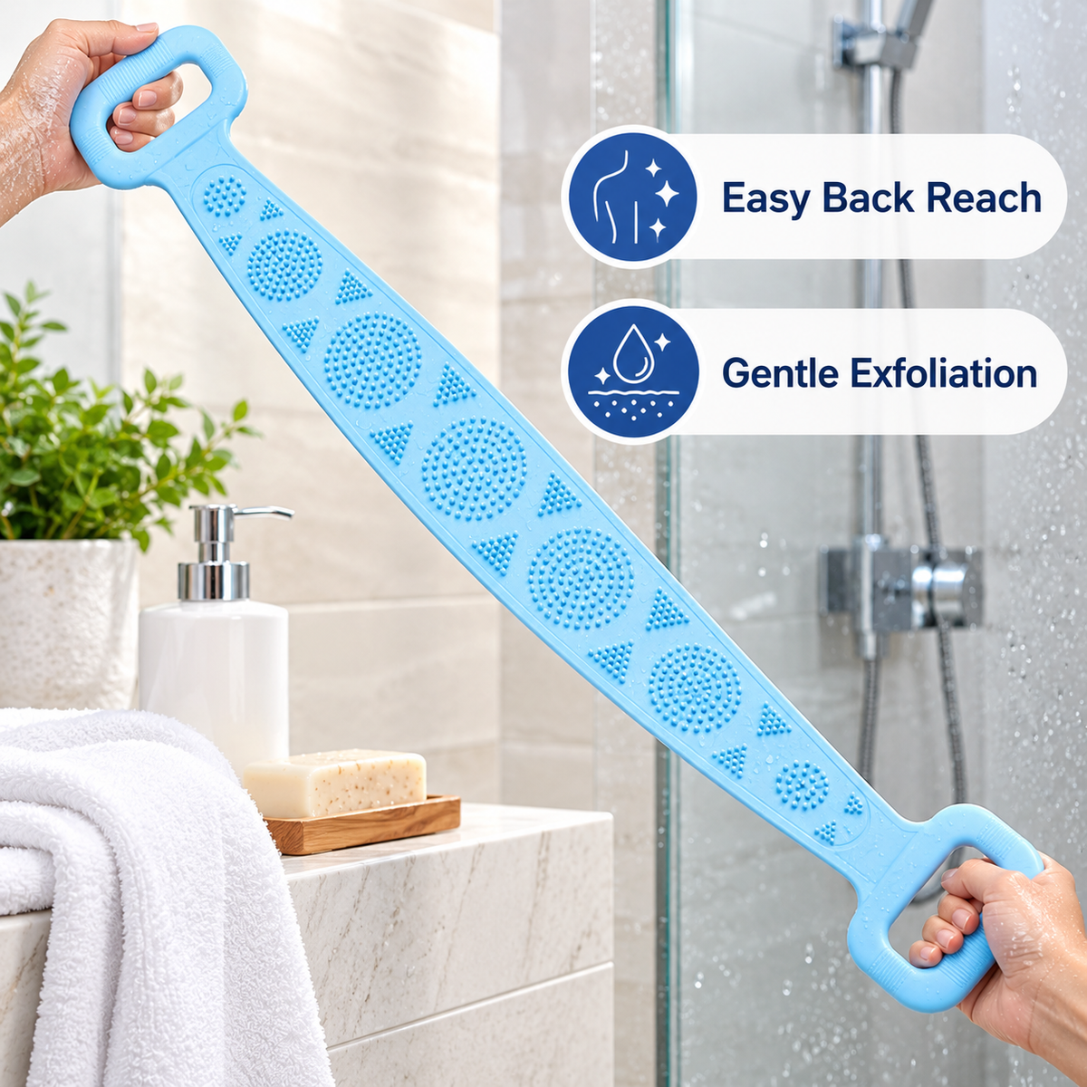 Silicone Back Scrubber Belt – Effective Dual-Handle Exfoliation