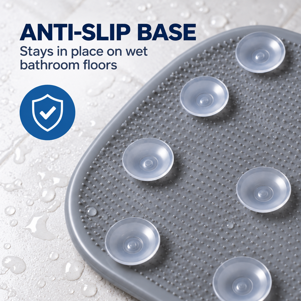 Anti-Slip Mat on Wet Bathroom Floor